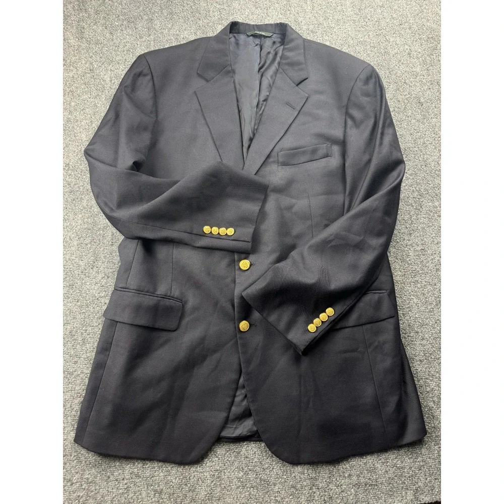 Brooks Brothers Blazer Mens 45L‎ Super 120s Loro Piana Wool USA Gold Buttons
